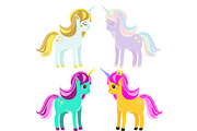 Cute unicorns. Cartoon fairy horses