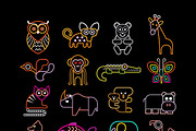 Animal Icons neon