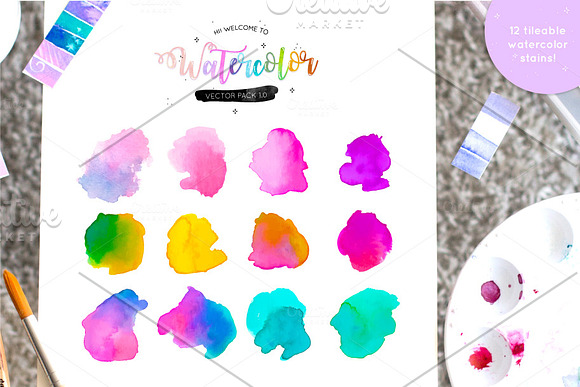 Watercolor Stains - Vector Pack 1.0 in Textures - product preview 1