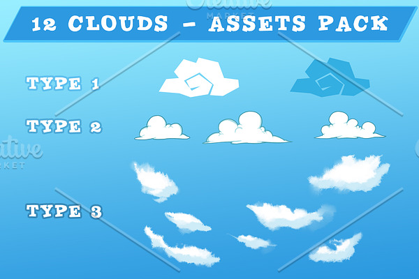 12 Clouds - Game Assets Pack
