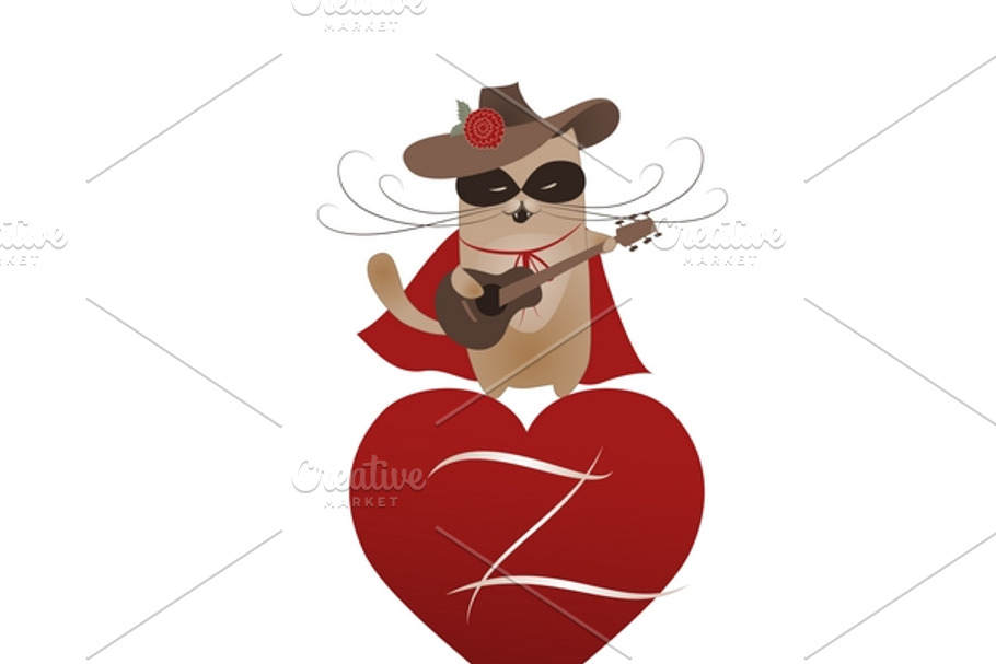 Funny cat macho Valentine in Illustrations - product preview 8