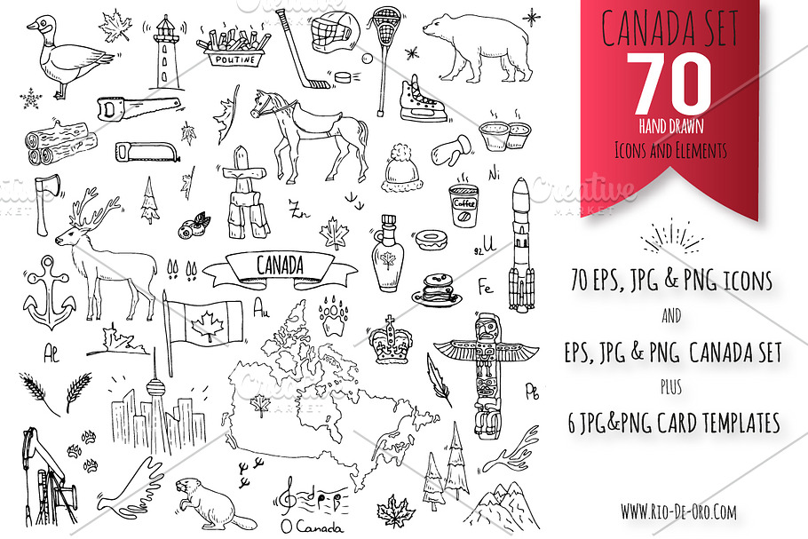 70 CANADA hand drawn elements!