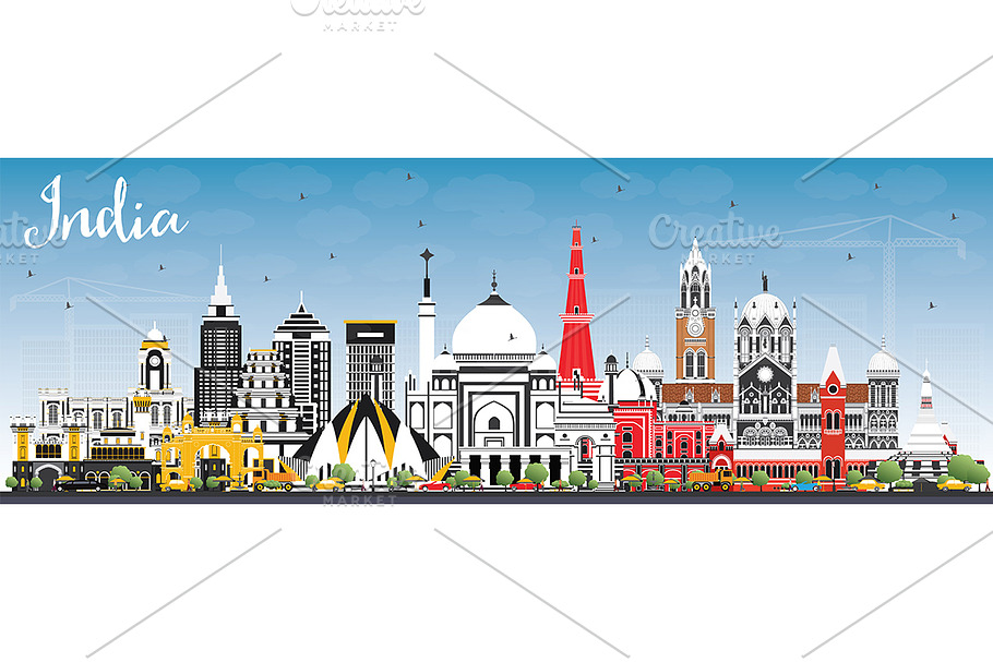 India City Skyline  in Illustrations - product preview 8