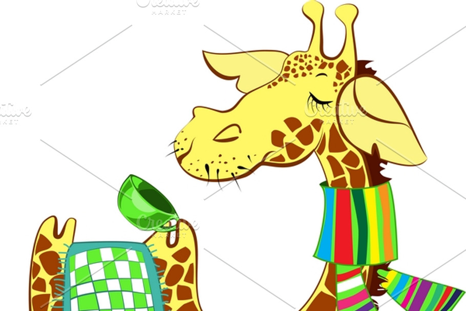 Cute giraffe got flue in Illustrations - product preview 8