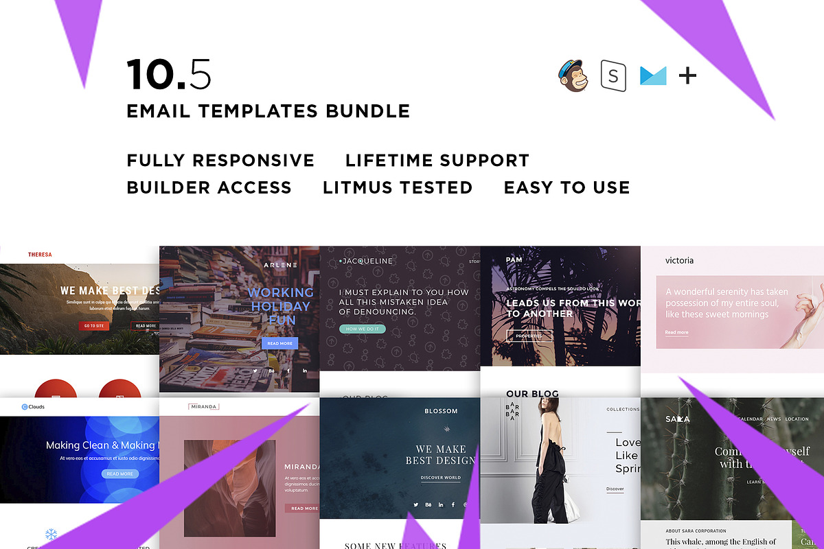 10 Email templates bundle V in Mailchimp Templates - product preview 8