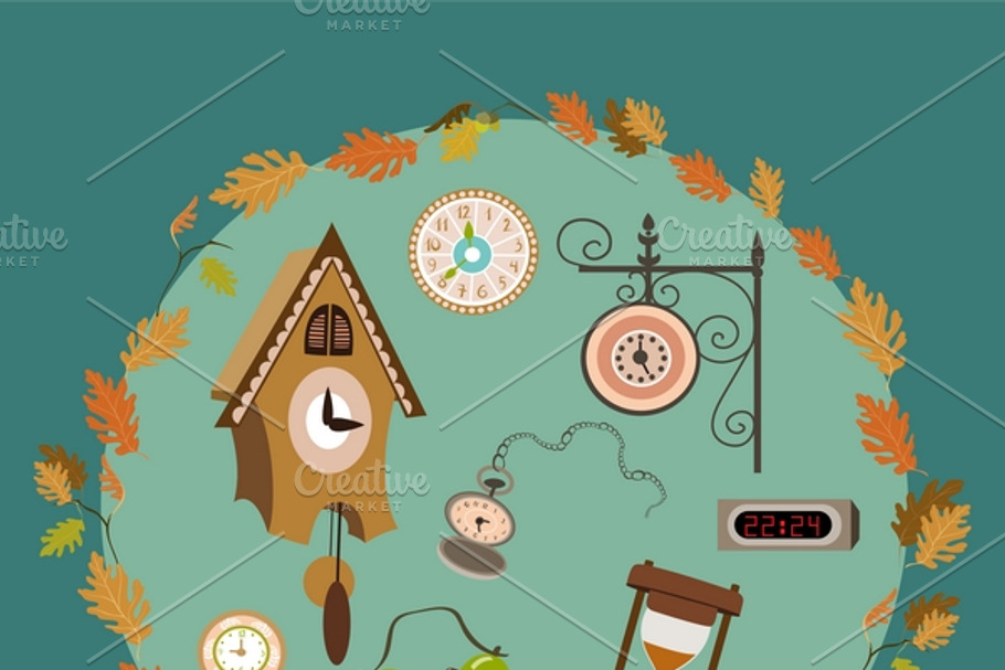 Vector set of clocks in Illustrations - product preview 8
