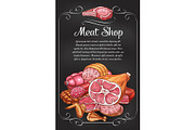 Meat and sausage chalkboard banner of label design
