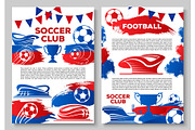 Soccer sport club banner with football stadium