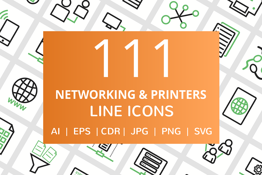 111 Networking & Printers Line Icons in Graphics - product preview 8