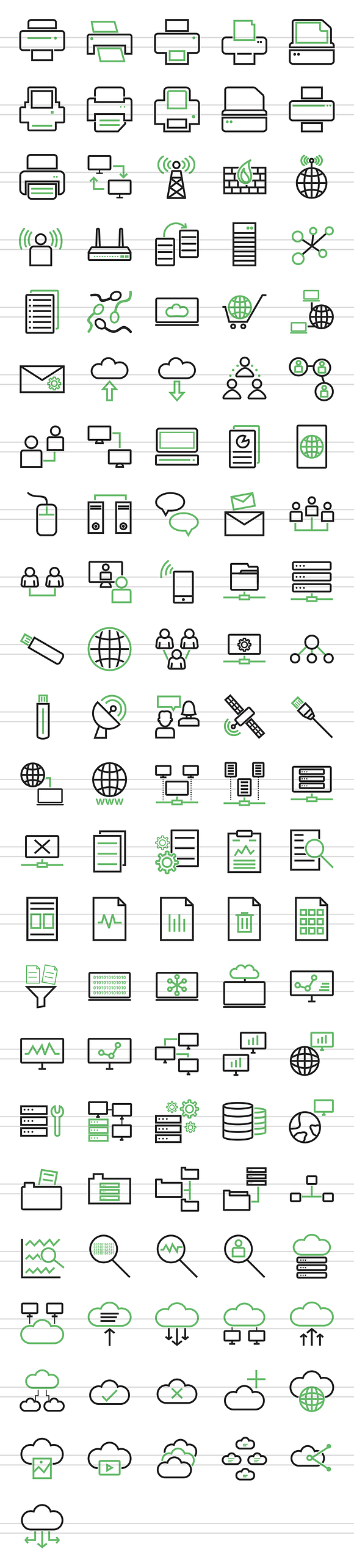111 Networking & Printers Line Icons in Graphics - product preview 1