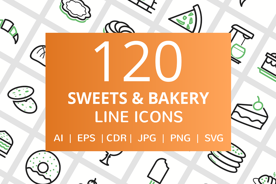 120 Sweets & Bakery Line Icons in Graphics - product preview 8