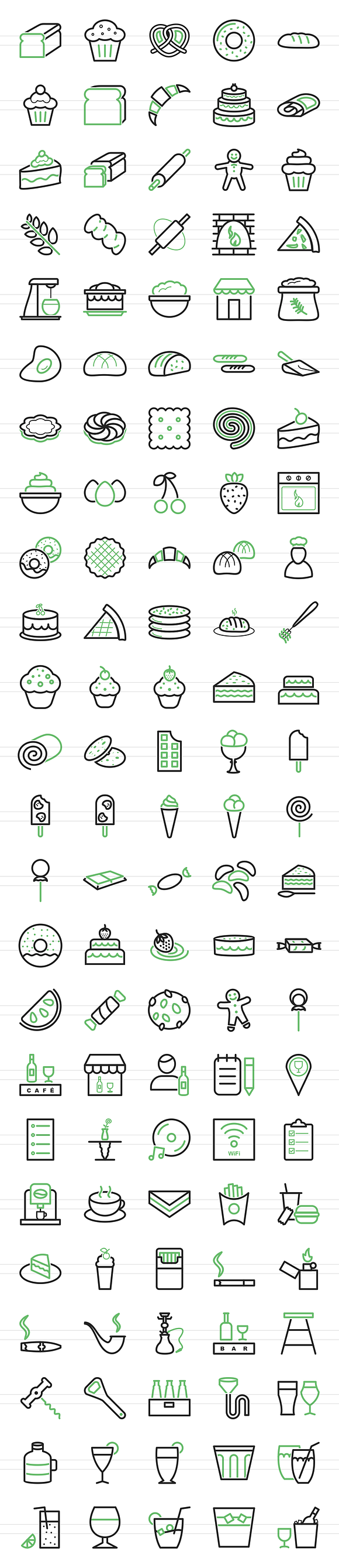 120 Sweets & Bakery Line Icons in Graphics - product preview 1