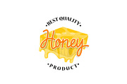 Honey flowing from honeycomb label design