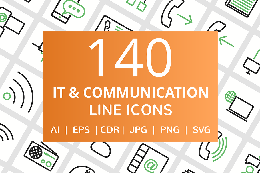 140 IT & Communication Line Icons in Graphics - product preview 8