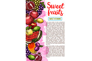 Fruit and berry banner with natural farm product