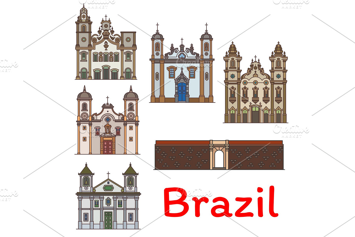 Brazilian travel landmark icon for tourism design in Illustrations - product preview 8