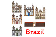 Brazilian travel landmark icon for tourism design