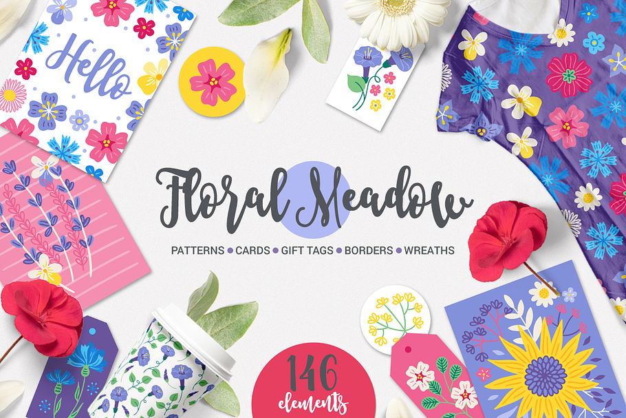 Floral Meadow Kit in Illustrations - product preview 8