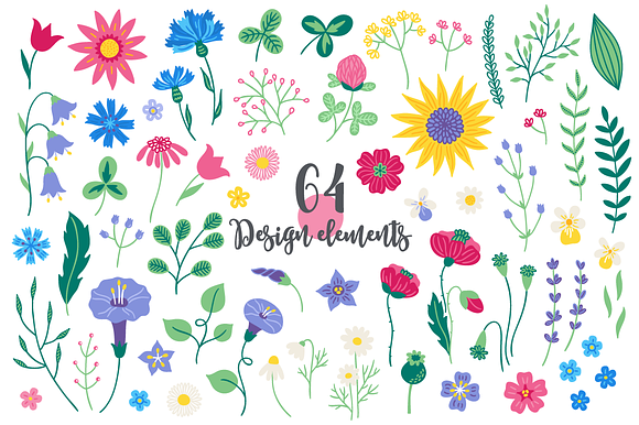 Floral Meadow Kit in Illustrations - product preview 7