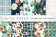 Florals and Tiles Seamless Patterns