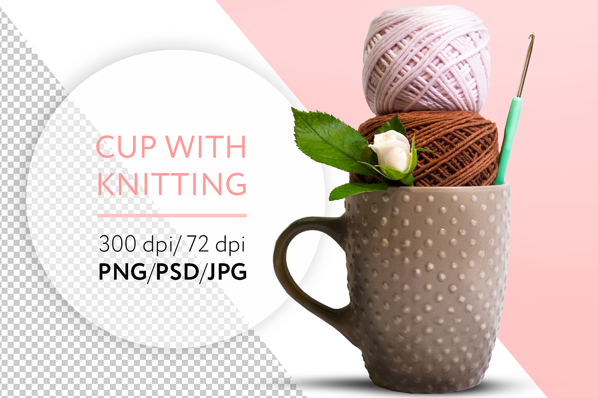 Cup with knitting. PNG. PSD. JPG in Product Mockups - product preview 8