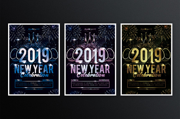 2019 New Year in Flyer Templates - product preview 2
