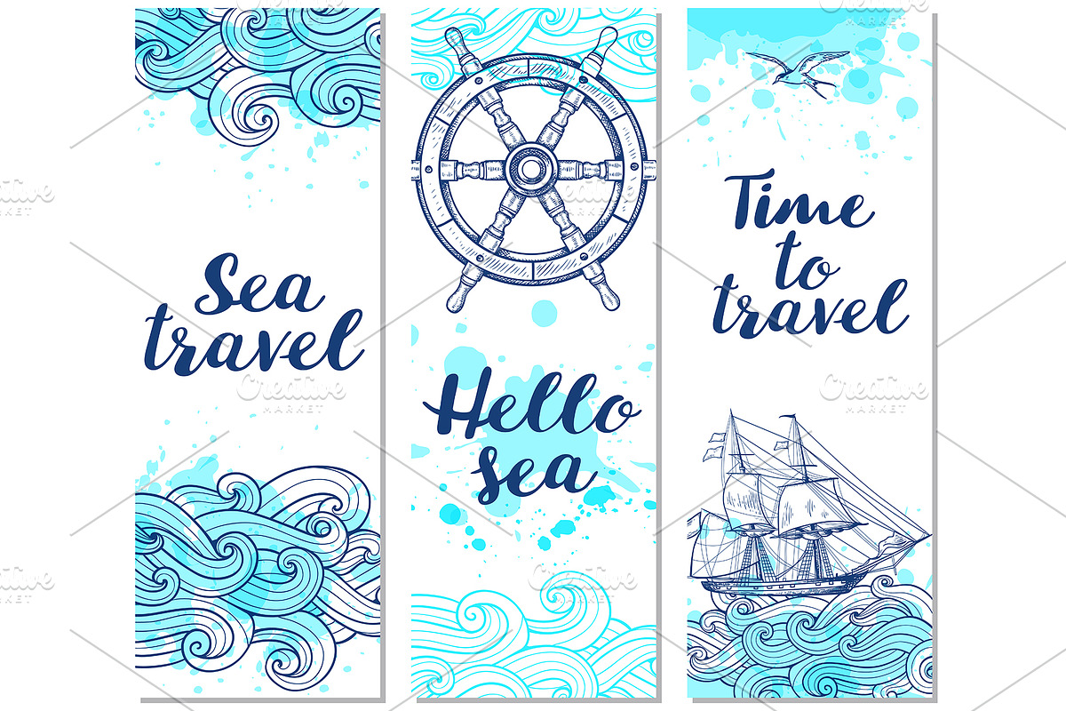 Marine Travel Backgrounds. in Illustrations - product preview 8