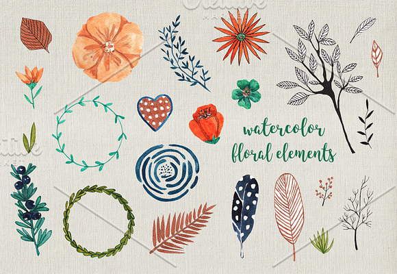 Birds & flowers design set in Illustrations - product preview 2