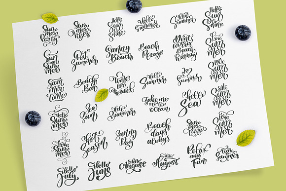 36 Calligraphic Phrases about Summer in Objects - product preview 1