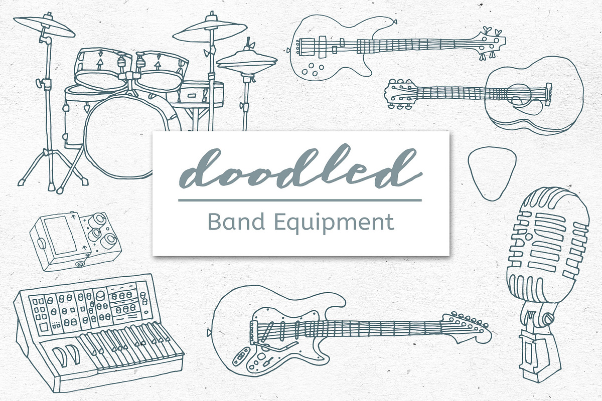 Doodled Rock Band Equipment Graphics in Objects - product preview 8