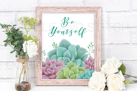 Watercolor Succulent Illustrations in Illustrations - product preview 3