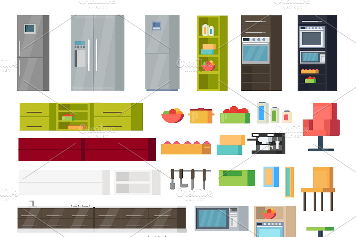 Kitchen Interior Elements Collection in Graphics - product preview 8