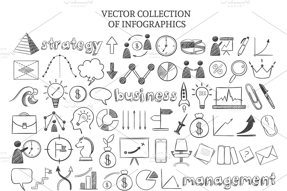 Business Strategy Elements Set in Graphics - product preview 8