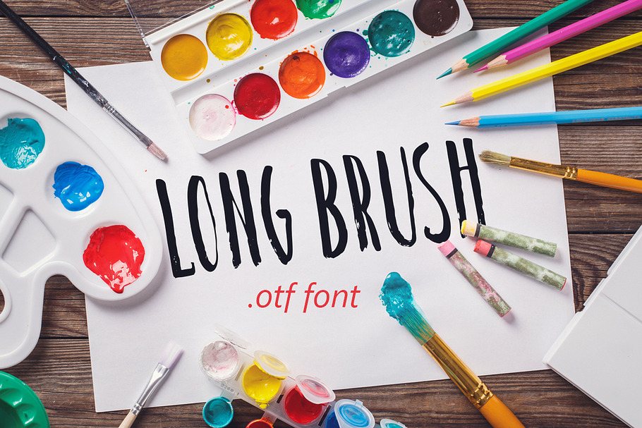Long brush font.  in Display Fonts - product preview 8