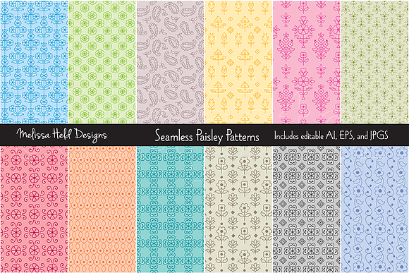 Seamless Paisley Patterns in Patterns - product preview 2
