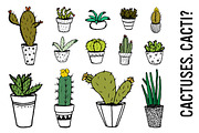 Potted Cactus Doodle Clip Art