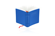 Blue open book with red bookmark vector