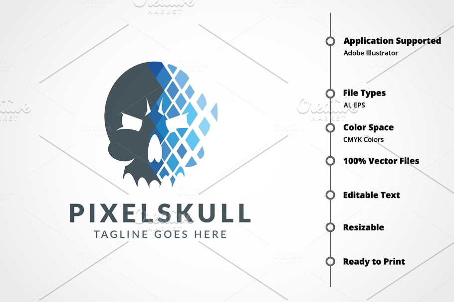 Pixel Skull Logo in Logo Templates - product preview 8