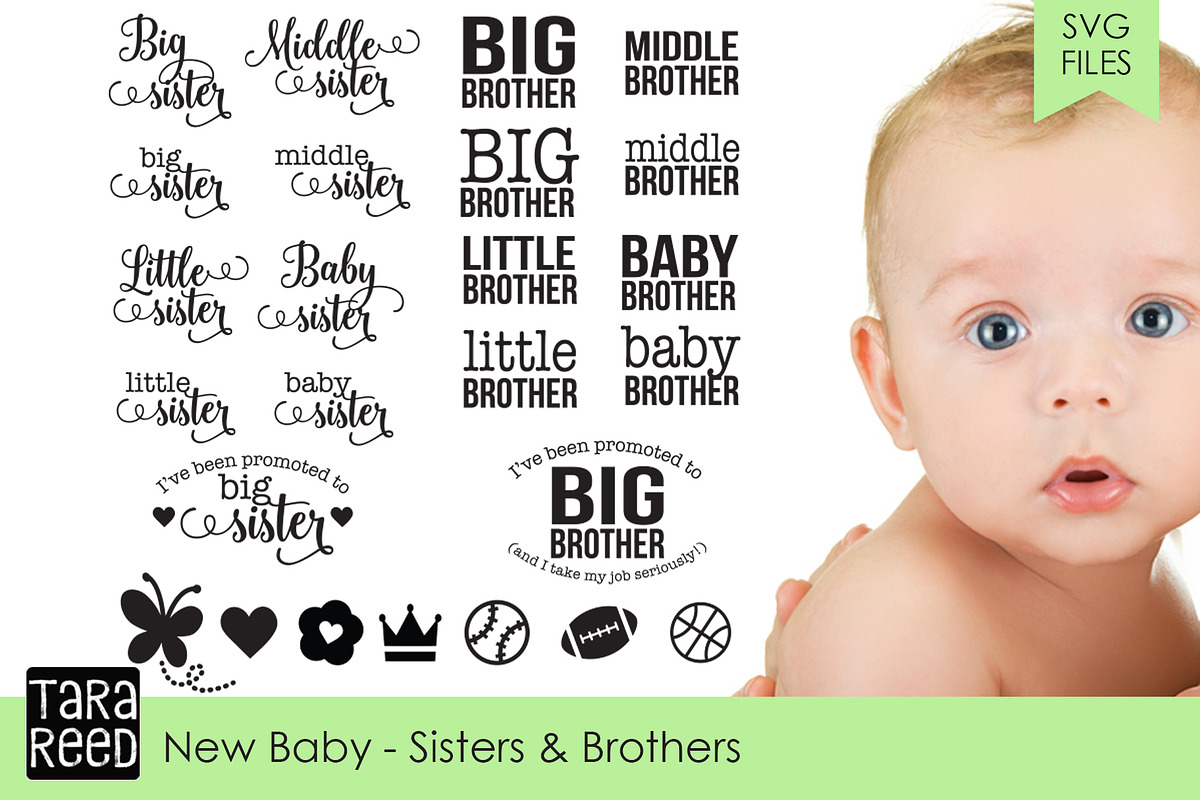 New Baby - Sisters and Brothers SVG in Illustrations - product preview 8