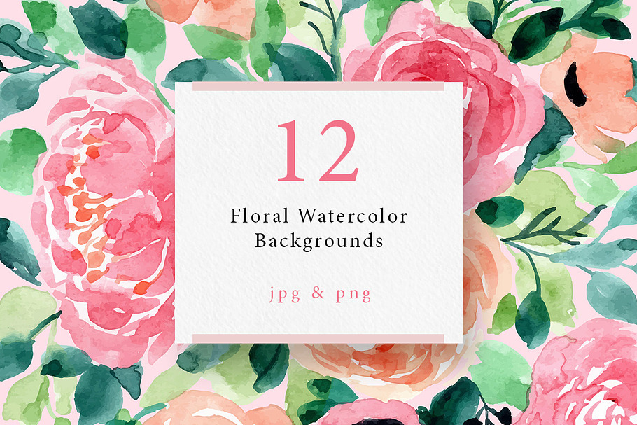 12 Floral Watercolor Backgrounds in Illustrations - product preview 8