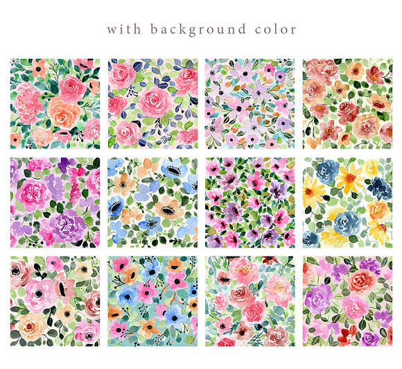 12 Floral Watercolor Backgrounds in Illustrations - product preview 1