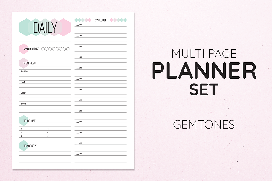 Planner Set - Gemtones in Stationery Templates - product preview 8