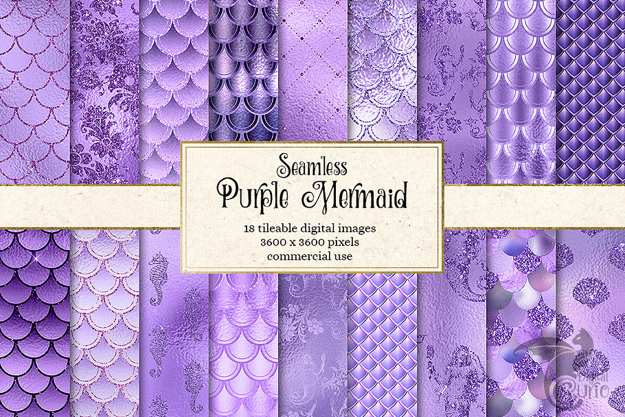 Purple Mermaid Digital Paper
