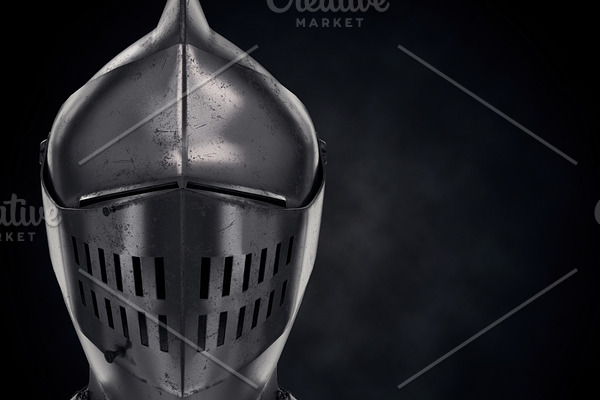 Illustration of Medieval Knight Armet Helmet