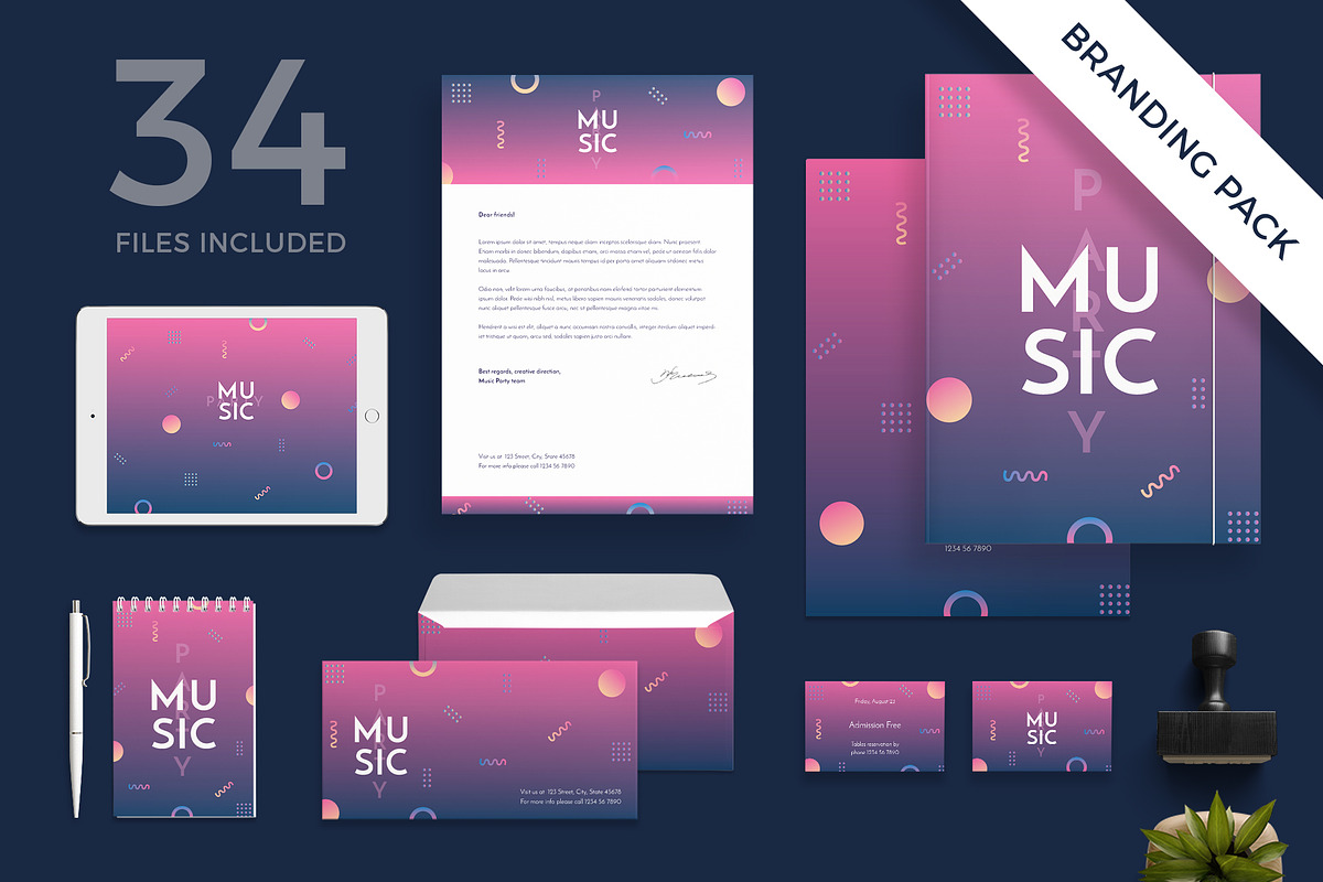 Branding Pack | Music Party in Branding Mockups - product preview 8