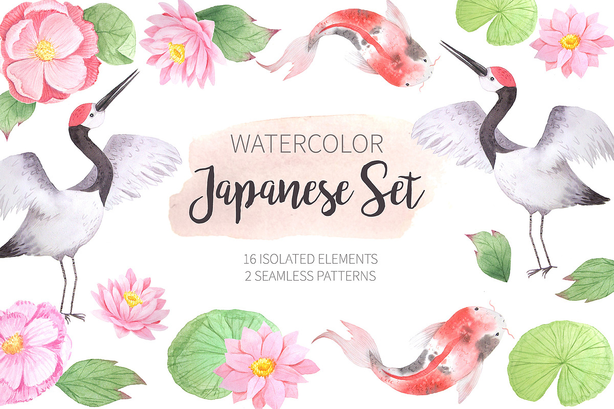 Watercolor Japanese Clipart Set in Illustrations - product preview 8