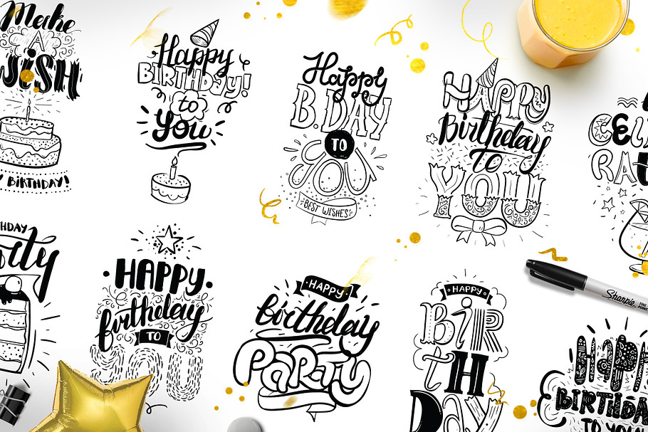 Download Free New Fonts Script Populars Cool Happy Birthday Fonts For Boys PSD Mockup Template