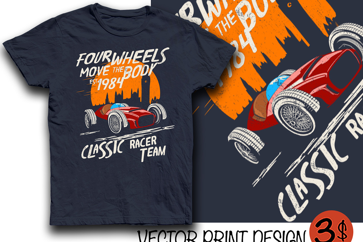 vector racingcar print in Illustrations - product preview 8