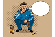 Gopnik hooligan man pop art vector illustration