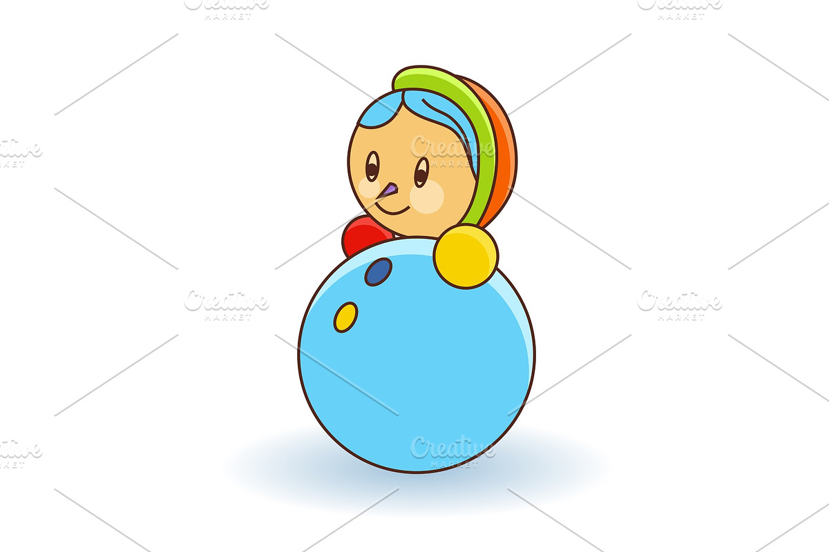 Colorful girl doll toy on white background in Illustrations - product preview 8